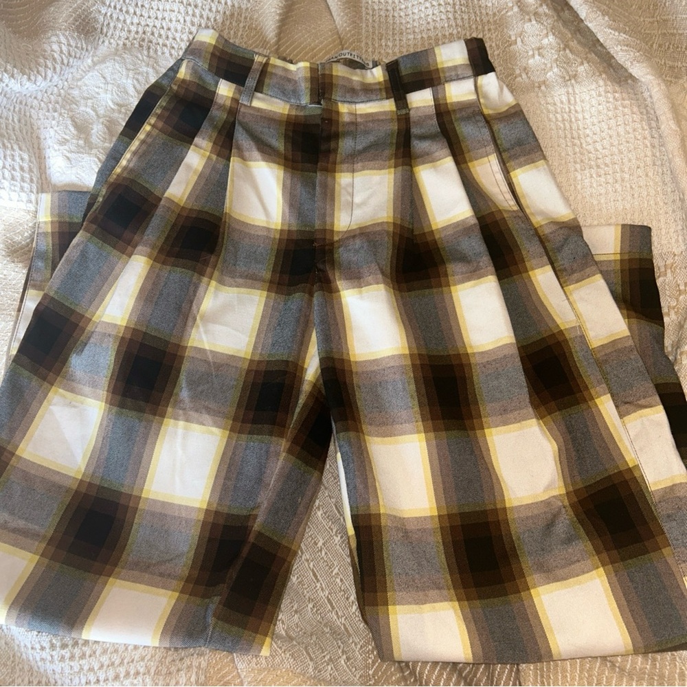 Urban Outfitters Straight Leg Pants in Yellow Brown Black Plaid Women’s XS